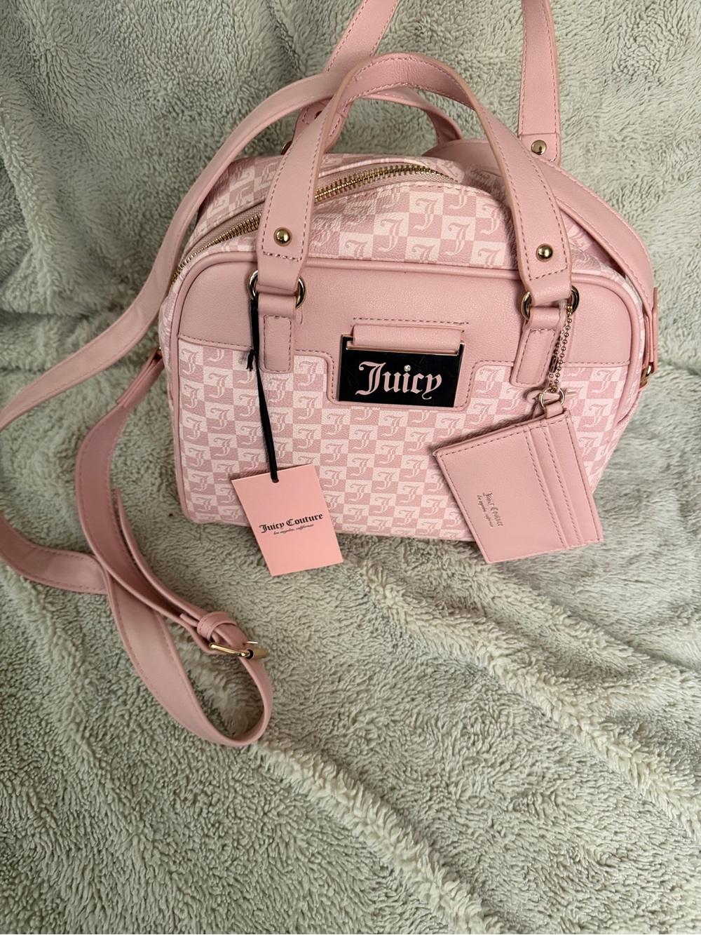 Juicy Couture Light Pink Monogram Dome Crossbody Bag